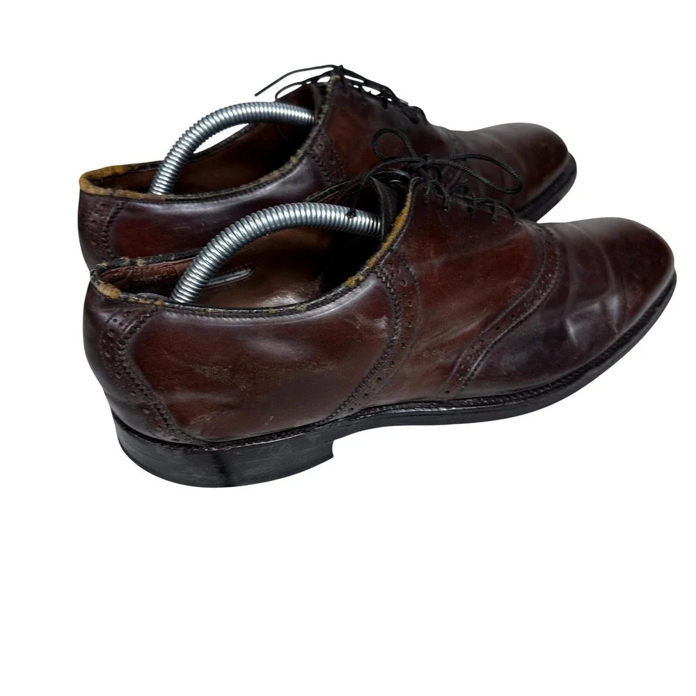 Allen Edmonds Sanford Oxford Shoes Mens 10.5 D Burgundy Leather Wingtip Brogue
